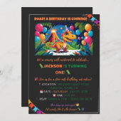 Roarsome Dino Birthday Card – Editable Einladung (Vorne/Hinten)