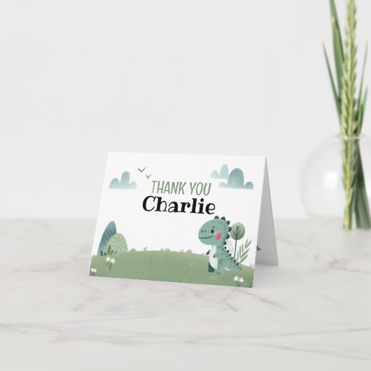 Roarsome Dino Birthday –  Dankeskarte (Vorderseite)