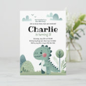 Roarsome Dino Birthday –  Einladung (Stehend Vorderseite)