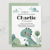 Roarsome Dino Birthday –  Einladung (Vorne/Hinten)