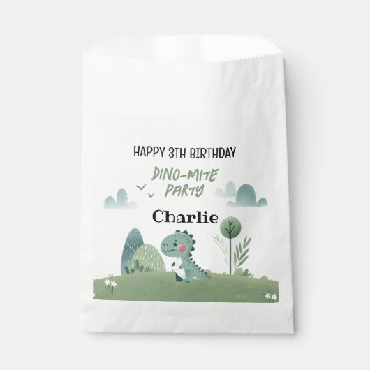 Roarsome Dino Birthday  Geschenktütchen (Vorderseite)