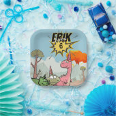 Roarsome Dino Birthday, Niedlicher Cartoon Dino Pappteller (Party)