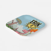 Roarsome Dino Birthday, Niedlicher Cartoon Dino Pappteller (Gewinkelt)