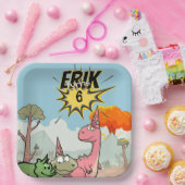 Roarsome Dino Birthday, Niedlicher Cartoon Dino Pappteller (Party)