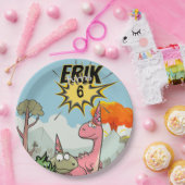 Roarsome Dino Birthday, Niedlicher Cartoon Dino Pappteller (Party)