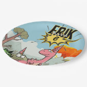 Roarsome Dino Birthday, Niedlicher Cartoon Dino Pappteller (Schrägansicht)