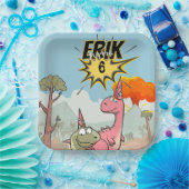Roarsome Dino Birthday, Niedlicher Cartoon Dino Pappteller (Party)