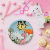 Roarsome Dino Birthday, Niedlicher Cartoon Dino Pappteller (Party)
