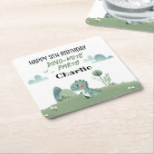 Roarsome Dino Birthday  Rechteckiger Pappuntersetzer (angewinkelt)