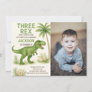 Roarsome Dinosaur Geburtstagseinladungen mit Foto Feiertagskarte