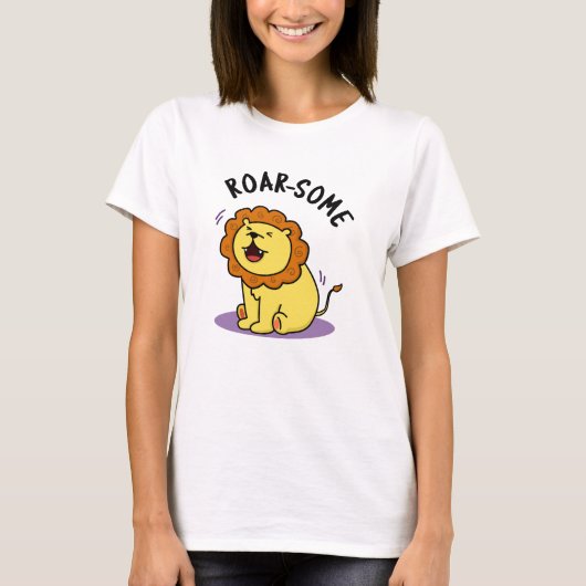 Roarsome Funny Roaring Lion Pun T-Shirt (Vorderseite)