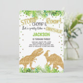 Roarsome Kids Party Card mit Sparkor Einladung (Stehend Vorderseite)