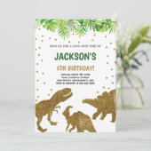 Roarsome Prehistorisches Party Card Einladung (Stehend Vorderseite)