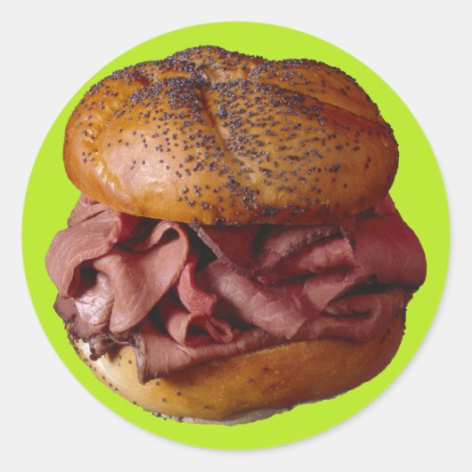 Roast Beef Sandwich Runder Aufkleber (Vorderseite)