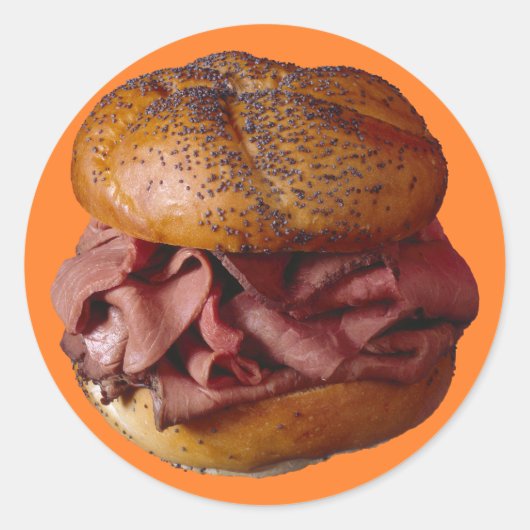 Roast Beef Sandwich Runder Aufkleber (Vorderseite)