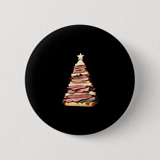 Roast Beef Sandwich Weihnachtsbaum Button (Vorderseite)