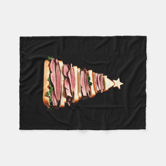 Roast Beef Sandwich Weihnachtsbaum Fleecedecke (Vorderseite (Horizontal))