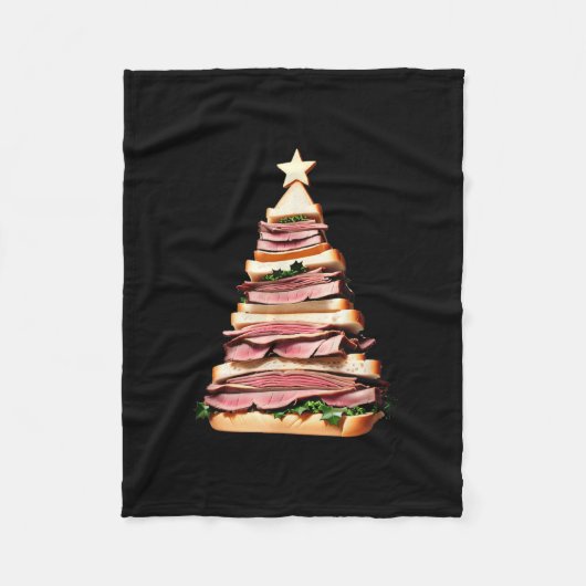 Roast Beef Sandwich Weihnachtsbaum Fleecedecke (Vorderseite)