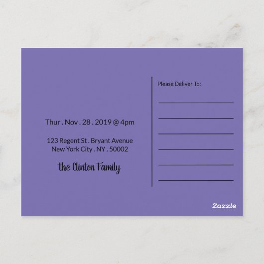 Roast Turkey, Erntedank Abendessen Postkarte (Rückseite)