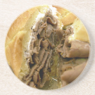 Roastbeef Sandwich mit cremigem Ziegenkäse Sandstein Untersetzer