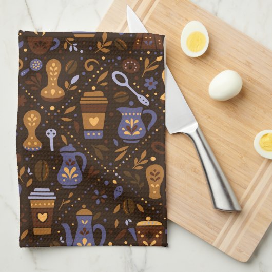 Roastery botanicals & tools — cocoa, caramel geschirrtuch (Viertel Falte)