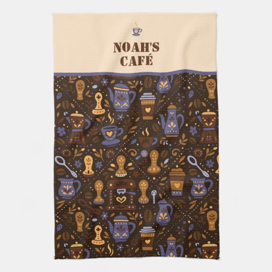 Roastery botanicals & tools — cocoa, caramel geschirrtuch (Vertikal)