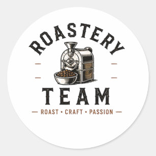 ☕ Roastery-Team-Kaffeeröstermitarbeiter-Logo ☕ Runder Aufkleber