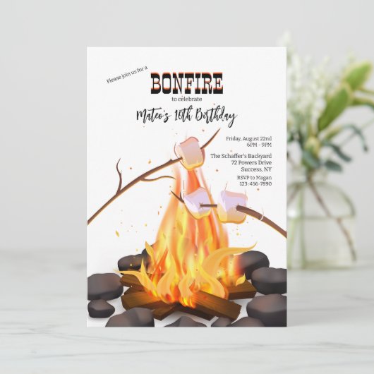 Roasting Marshmallows Einladung (Stehend Vorderseite)