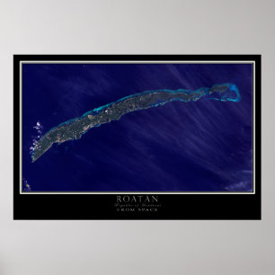 Roatán Bay Islands Honduras Satellite Poster Karte