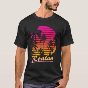Roatan Cool 80er Palm Trees Summer Sunset T-Shirt