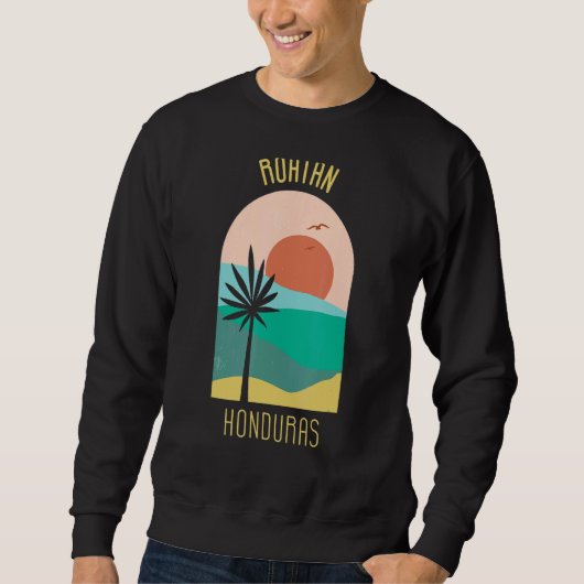 Roatan Honduras Boho Vintager Urlaub Souvenir Sweatshirt (Vorderseite)