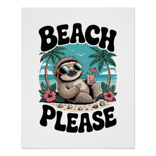 Roatan Honduras Faultier Sommer Poster (Vorderseite)