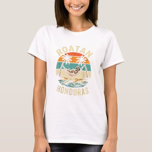Roatan Honduras Faulttier T-Shirt (Vorderseite)