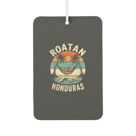 Roatan Honduras Faulttier T-Shirt Autolufterfrischer (Vorderseite)