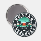 Roatán Honduras Island Retro Sunset Souvenirs 80er Magnet (Vorderseite/Rückseite)