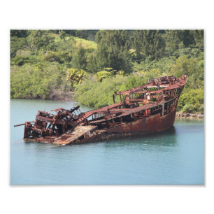 Roatan Honduras, Schiffswrack an der Küste Fotodruck