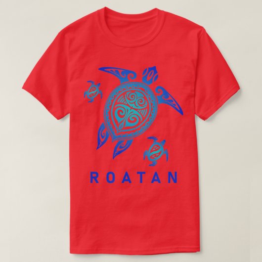 Roatan Honduras Sea Blue Riegelschild T-Shirt (Design vorne)