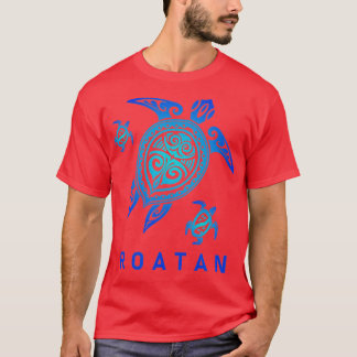 Roatan Honduras Sea Blue Riegelschild T-Shirt