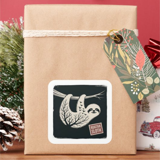 Roatan Honduras Sloth, Roatan Sloth, Roatan  Quadratischer Aufkleber (Feiertag)