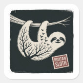 Roatan Honduras Sloth, Roatan Sloth, Roatan  Quadratischer Aufkleber (Vorderseite)