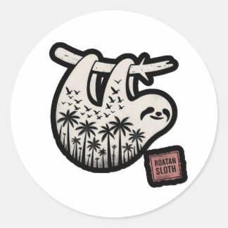 Roatan Honduras Sloth, Roatan Sloth, Roatan  Runder Aufkleber
