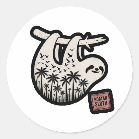 Roatan Honduras Sloth, Roatan Sloth, Roatan  Runder Aufkleber (Vorderseite)