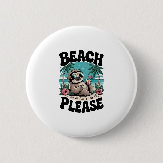 Roatan Honduras Sloth Summer Button (Vorderseite)