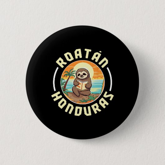Roatan Honduras Urlaub Faultier Strand Sommer Männ Button (Vorderseite)