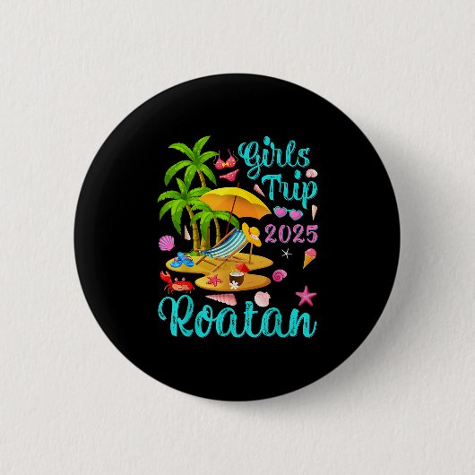 Roatan Strand Honduras Sommerurlaub Mädchen Reise Button (Vorderseite)