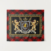 Rob Roy MacGregor Clan Abzeichen & Motto w/Lions Wandteppich (Vorderseite (Horizontal))