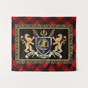Rob Roy MacGregor Clan Abzeichen & Motto w/Lions Wandteppich