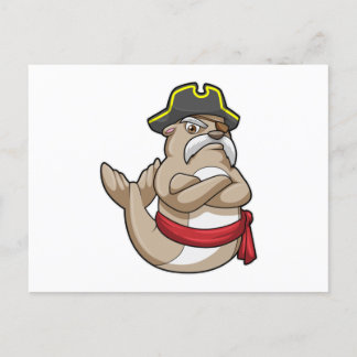 Robbe als Pirat mit Piratenhut Postkarte