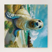 Robbe am Strand Puzzle (Horizontal)
