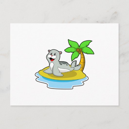 Robbe auf der Insel Postkarte (Vorderseite)